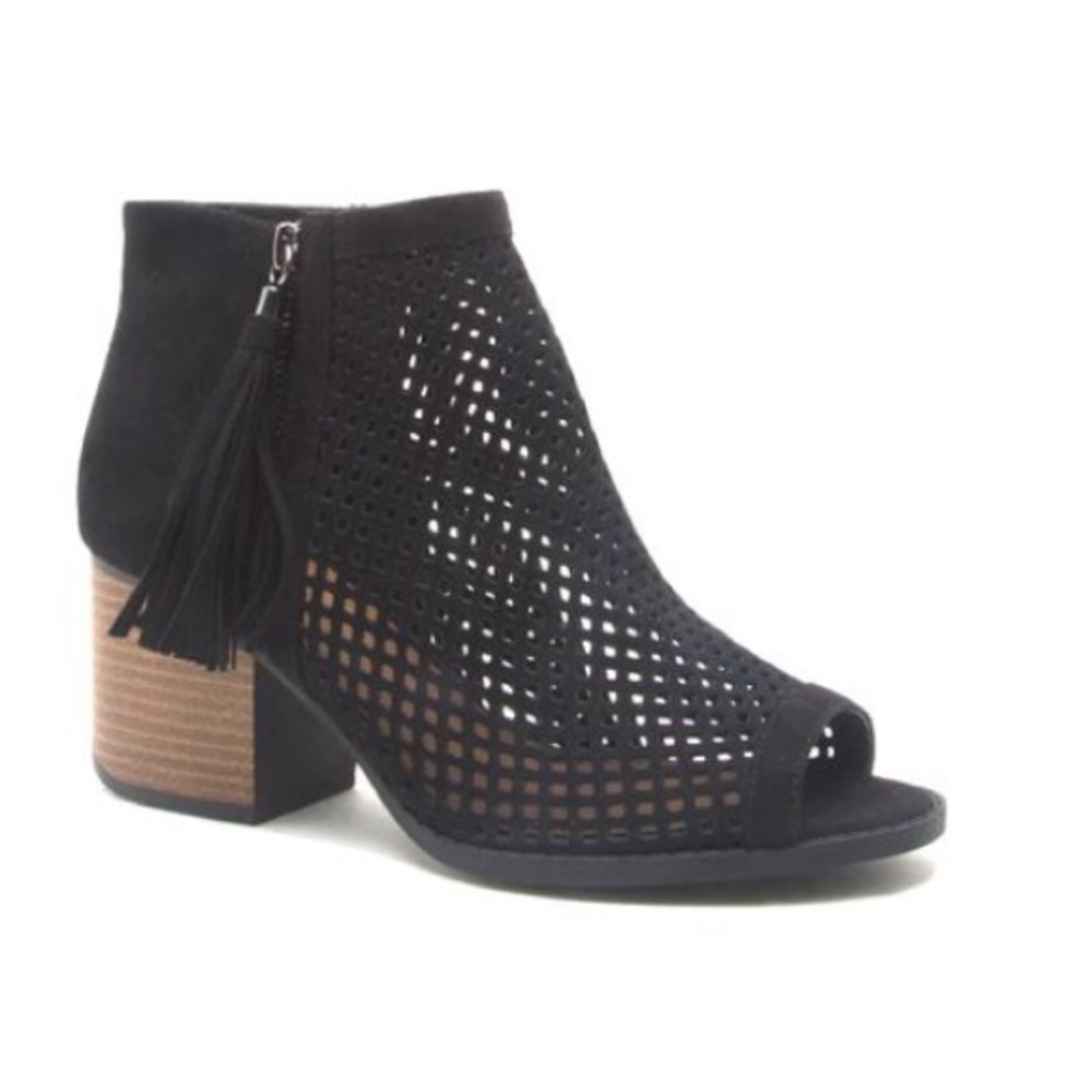 Black Cut Out Peeps With Side Zipper